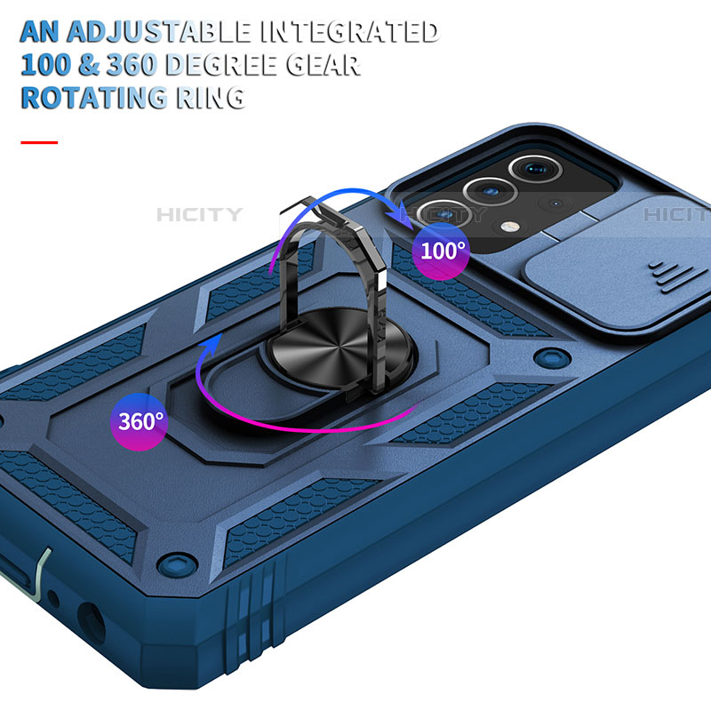 Funda Bumper Silicona y Plastico Mate Carcasa con Magnetico Anillo de dedo Soporte MQ5 para Samsung Galaxy A52 5G