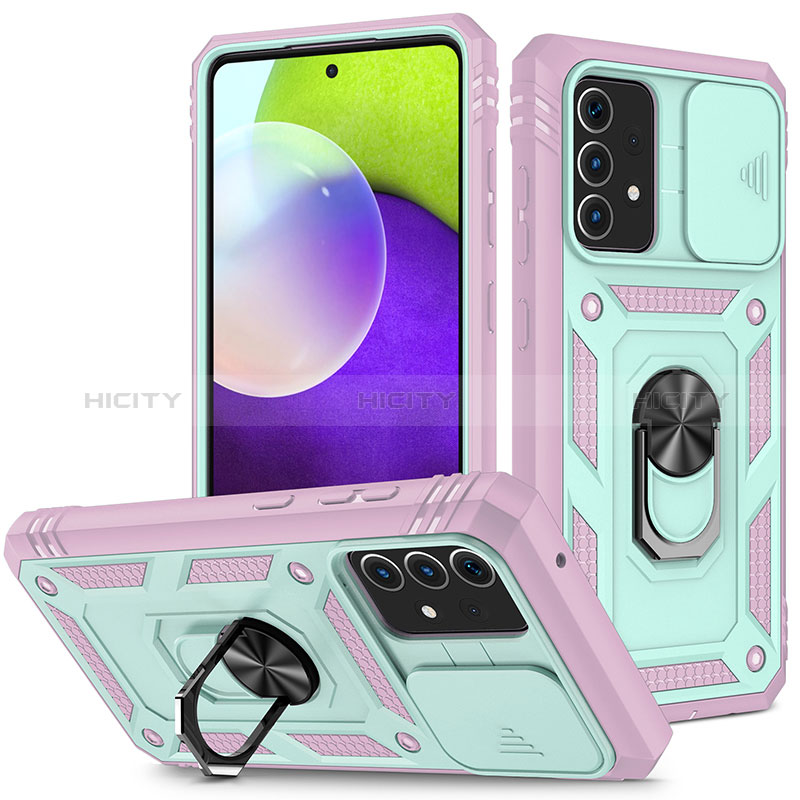 Funda Bumper Silicona y Plastico Mate Carcasa con Magnetico Anillo de dedo Soporte MQ5 para Samsung Galaxy A52s 5G Multicolor