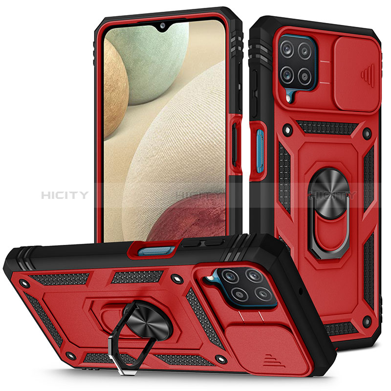 Funda Bumper Silicona y Plastico Mate Carcasa con Magnetico Anillo de dedo Soporte MQ5 para Samsung Galaxy F12