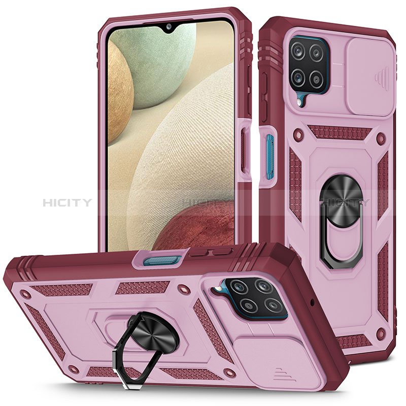 Funda Bumper Silicona y Plastico Mate Carcasa con Magnetico Anillo de dedo Soporte MQ5 para Samsung Galaxy F12