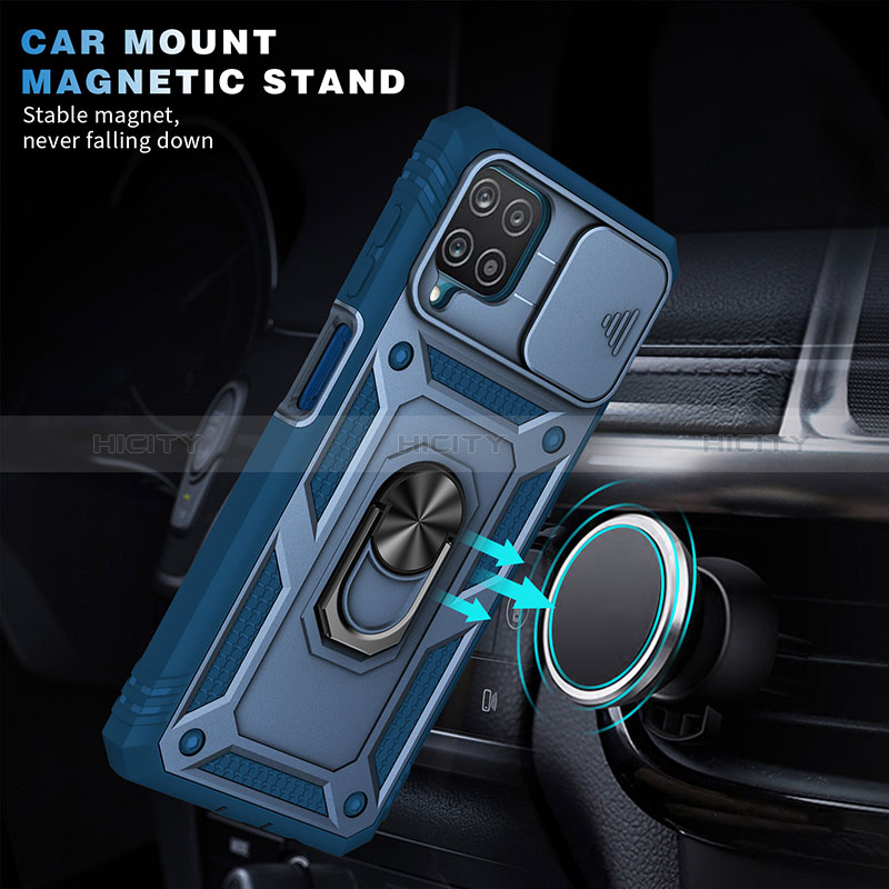 Funda Bumper Silicona y Plastico Mate Carcasa con Magnetico Anillo de dedo Soporte MQ5 para Samsung Galaxy M12