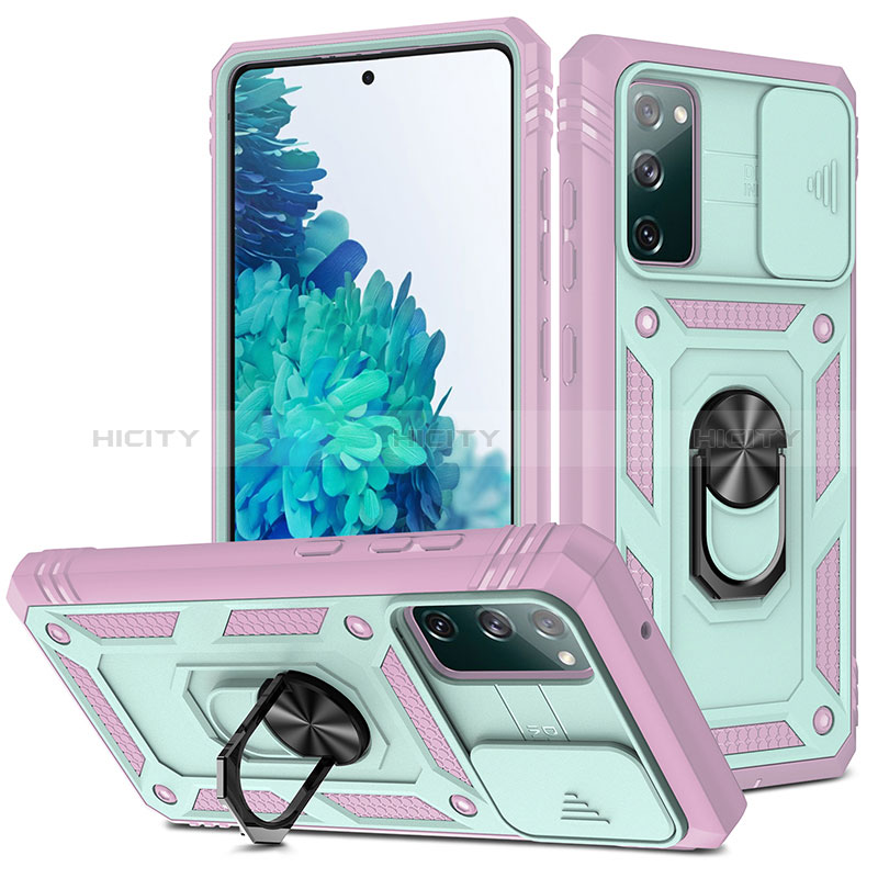 Funda Bumper Silicona y Plastico Mate Carcasa con Magnetico Anillo de dedo Soporte MQ5 para Samsung Galaxy S20 FE (2022) 5G