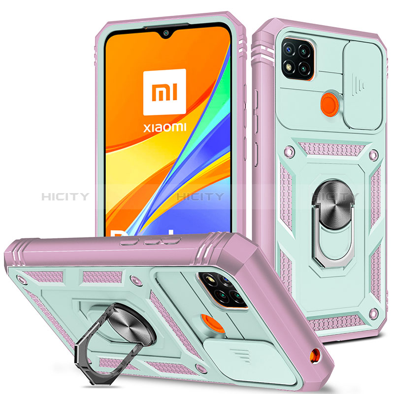 Funda Bumper Silicona y Plastico Mate Carcasa con Magnetico Anillo de dedo Soporte MQ5 para Xiaomi POCO C3