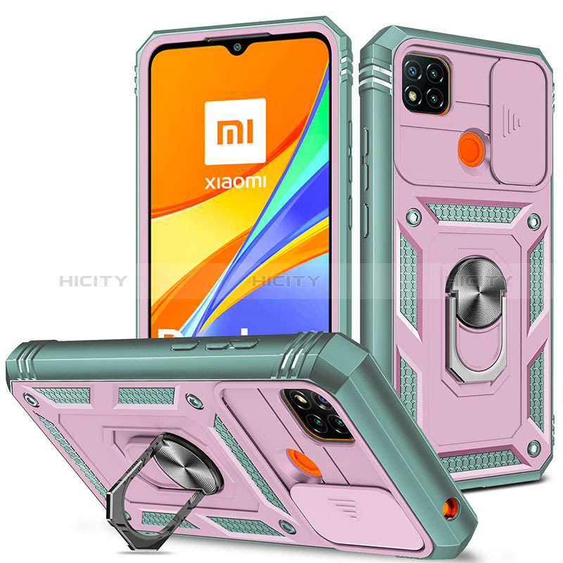 Funda Bumper Silicona y Plastico Mate Carcasa con Magnetico Anillo de dedo Soporte MQ5 para Xiaomi POCO C3