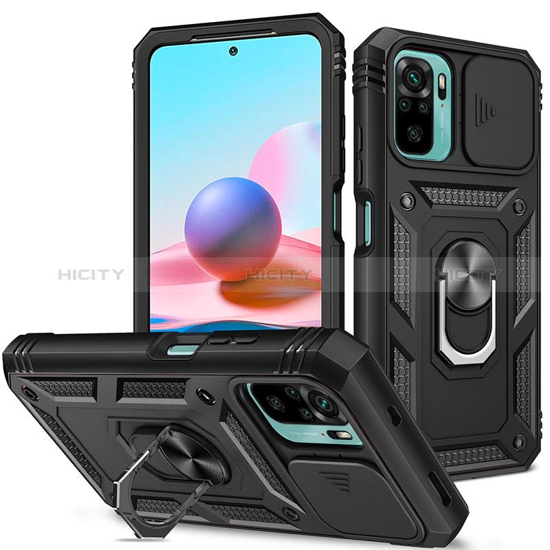 Funda Bumper Silicona y Plastico Mate Carcasa con Magnetico Anillo de dedo Soporte MQ5 para Xiaomi Poco M5S