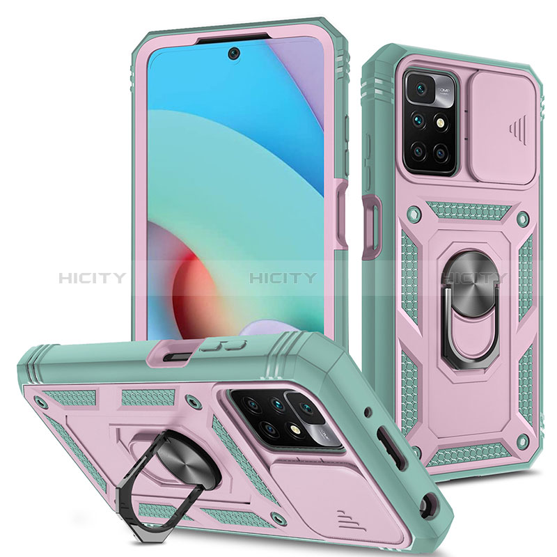 Funda Bumper Silicona y Plastico Mate Carcasa con Magnetico Anillo de dedo Soporte MQ5 para Xiaomi Redmi 10 (2022)