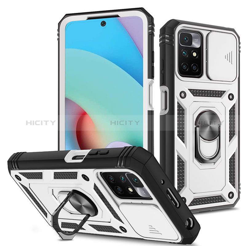 Funda Bumper Silicona y Plastico Mate Carcasa con Magnetico Anillo de dedo Soporte MQ5 para Xiaomi Redmi 10 (2022)