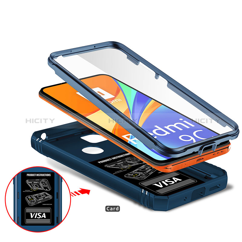 Funda Bumper Silicona y Plastico Mate Carcasa con Magnetico Anillo de dedo Soporte MQ5 para Xiaomi Redmi 9 Activ