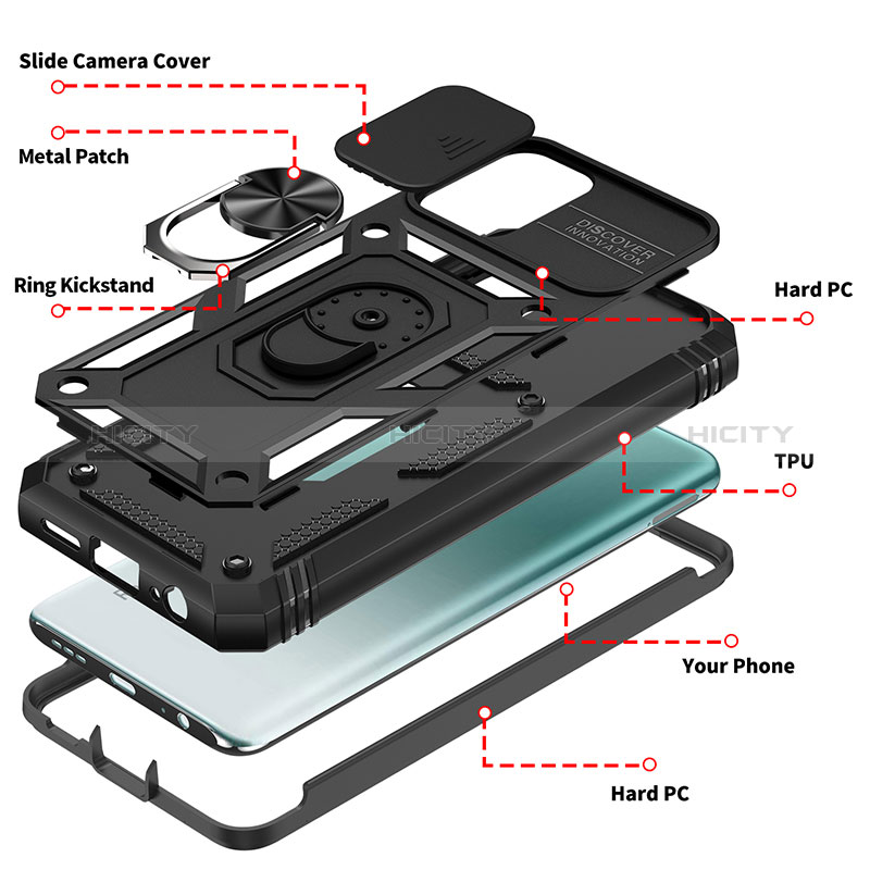 Funda Bumper Silicona y Plastico Mate Carcasa con Magnetico Anillo de dedo Soporte MQ5 para Xiaomi Redmi Note 10 4G