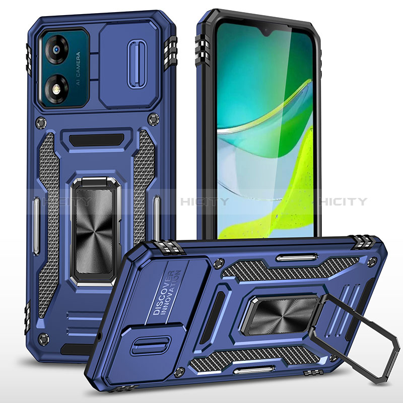 Funda Bumper Silicona y Plastico Mate Carcasa con Magnetico Anillo de dedo Soporte MQ6 para Motorola Moto E13