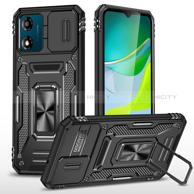 Funda Bumper Silicona y Plastico Mate Carcasa con Magnetico Anillo de dedo Soporte MQ6 para Motorola Moto E13