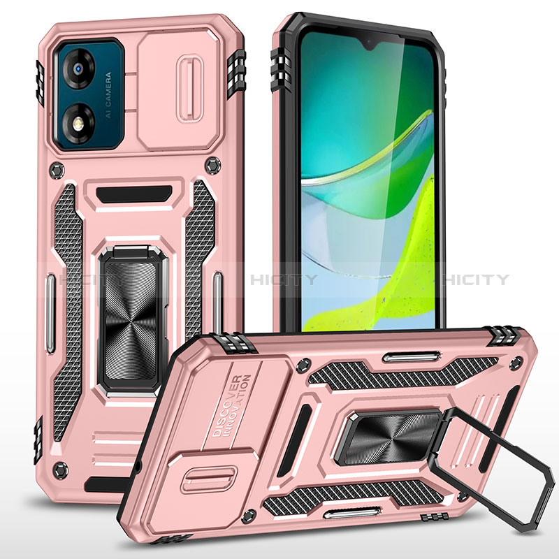 Funda Bumper Silicona y Plastico Mate Carcasa con Magnetico Anillo de dedo Soporte MQ6 para Motorola Moto E13