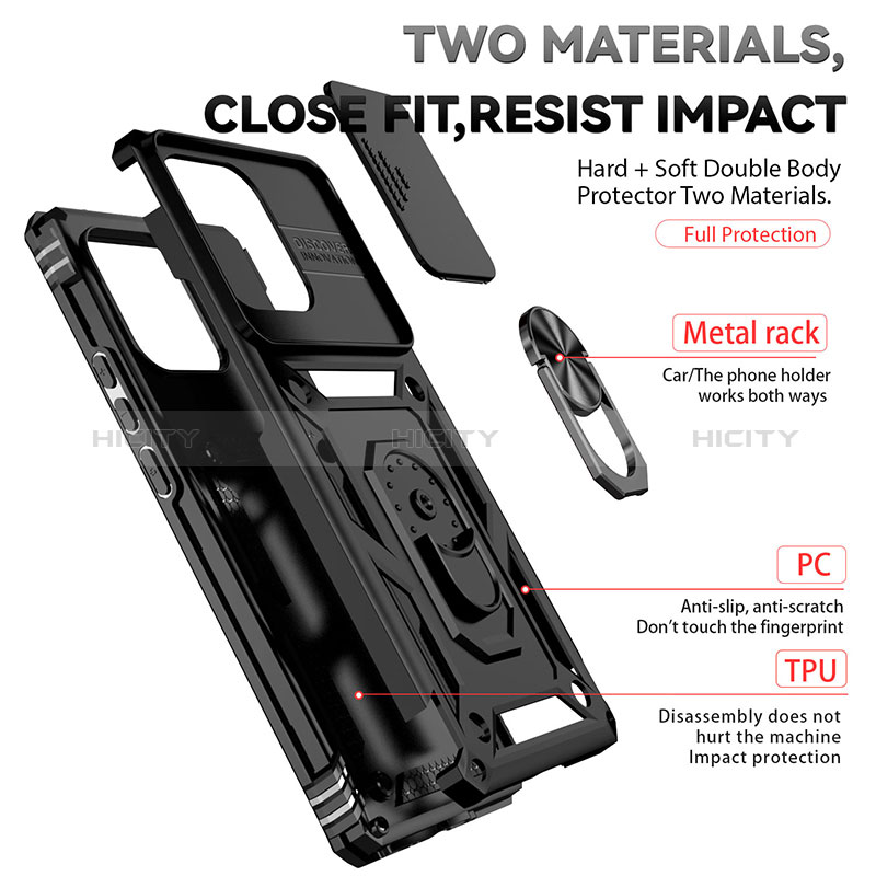 Funda Bumper Silicona y Plastico Mate Carcasa con Magnetico Anillo de dedo Soporte MQ6 para Motorola Moto Edge 40 Pro 5G