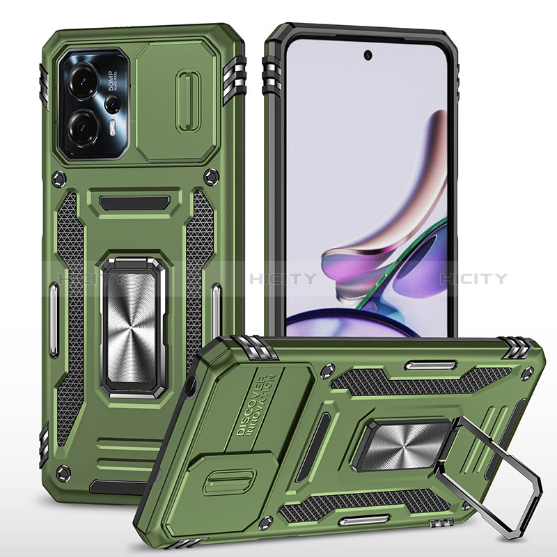 Funda Bumper Silicona y Plastico Mate Carcasa con Magnetico Anillo de dedo Soporte MQ6 para Motorola Moto G23