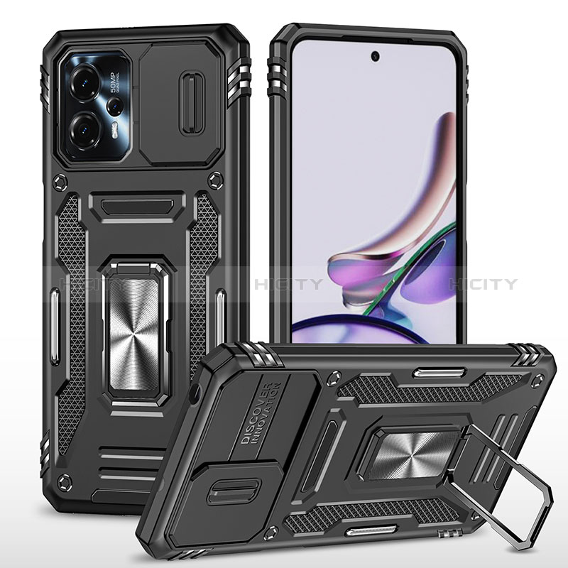 Funda Bumper Silicona y Plastico Mate Carcasa con Magnetico Anillo de dedo Soporte MQ6 para Motorola Moto G23