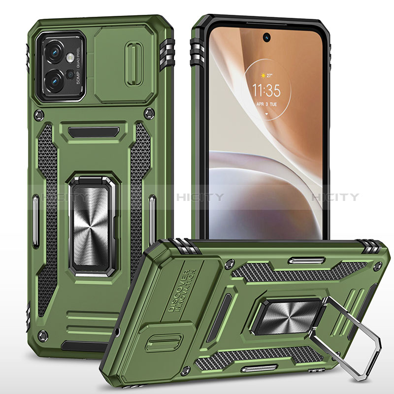 Funda Bumper Silicona y Plastico Mate Carcasa con Magnetico Anillo de dedo Soporte MQ6 para Motorola Moto G32