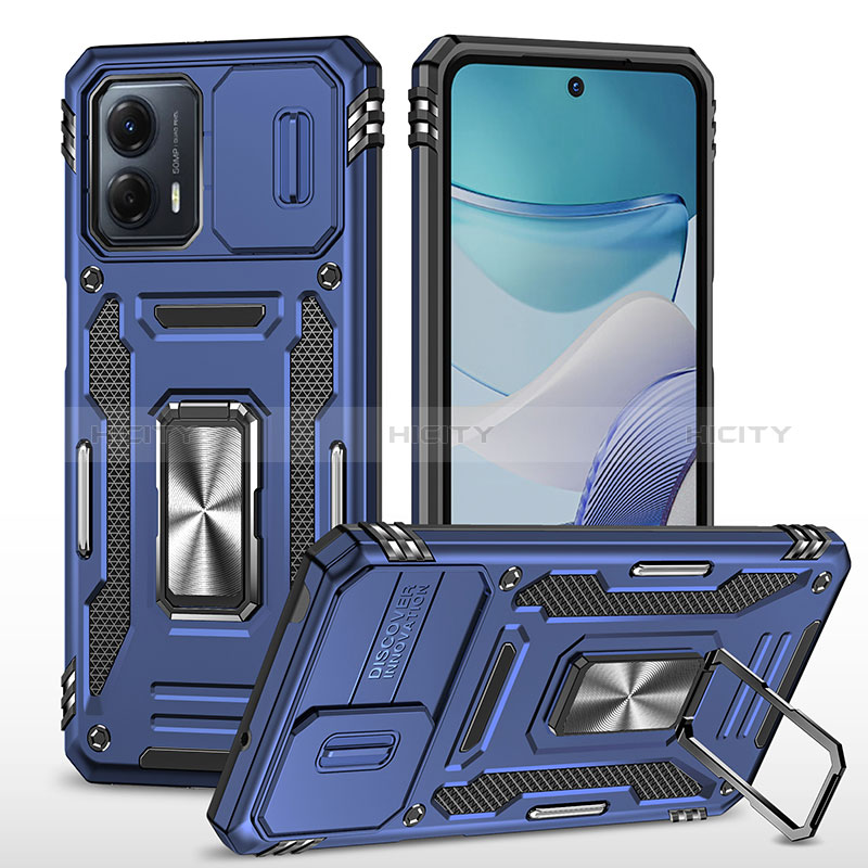 Funda Bumper Silicona y Plastico Mate Carcasa con Magnetico Anillo de dedo Soporte MQ6 para Motorola Moto G53 5G