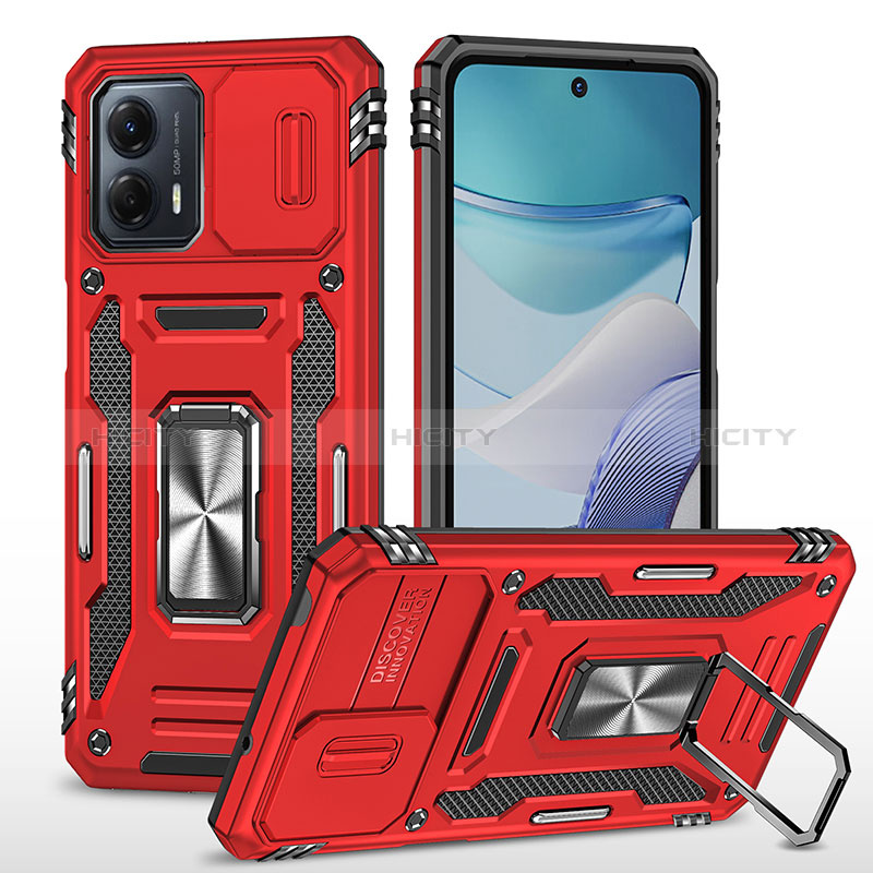 Funda Bumper Silicona y Plastico Mate Carcasa con Magnetico Anillo de dedo Soporte MQ6 para Motorola Moto G53 5G