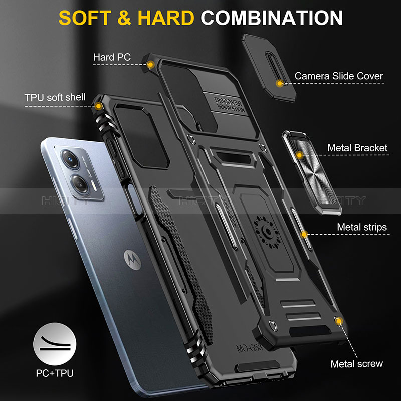 Funda Bumper Silicona y Plastico Mate Carcasa con Magnetico Anillo de dedo Soporte MQ6 para Motorola Moto G53y 5G