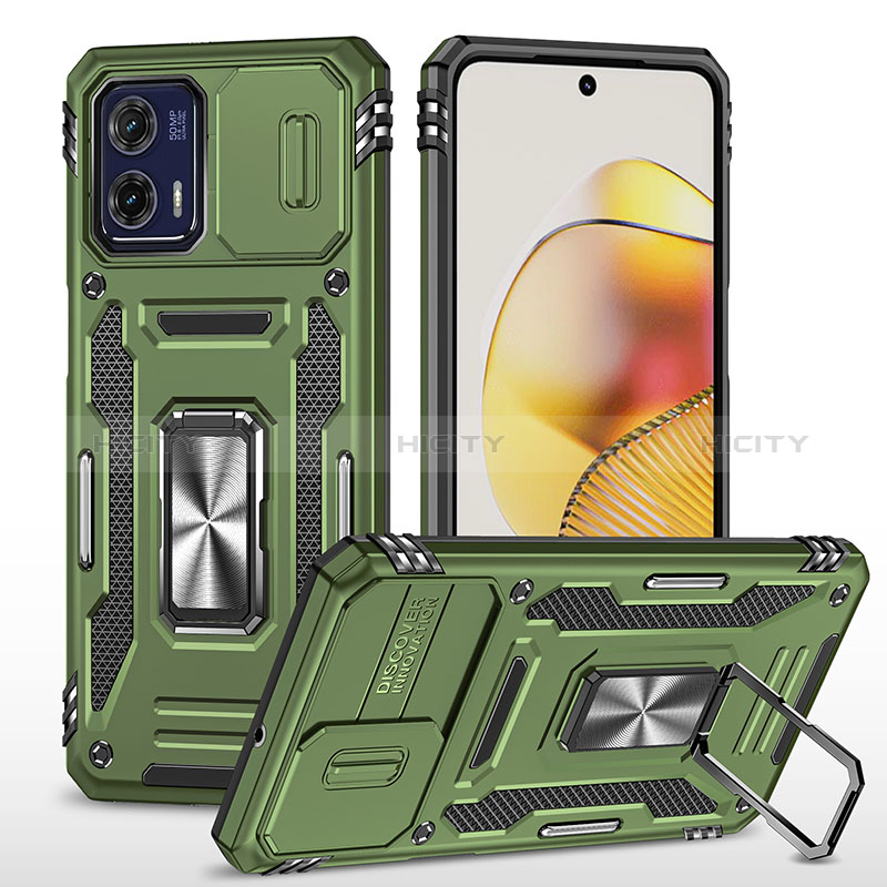 Funda Bumper Silicona y Plastico Mate Carcasa con Magnetico Anillo de dedo Soporte MQ6 para Motorola Moto G73 5G