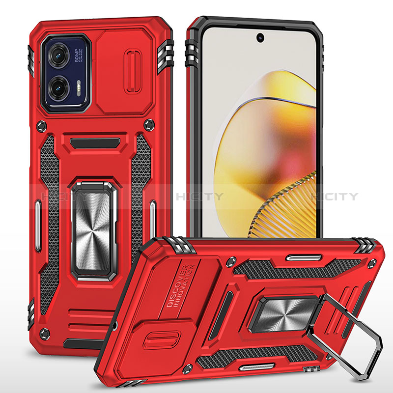 Funda Bumper Silicona y Plastico Mate Carcasa con Magnetico Anillo de dedo Soporte MQ6 para Motorola Moto G73 5G