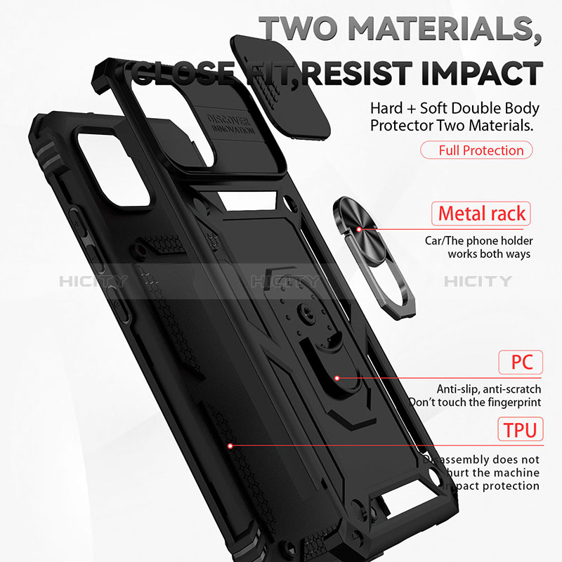 Funda Bumper Silicona y Plastico Mate Carcasa con Magnetico Anillo de dedo Soporte MQ6 para Samsung Galaxy A03