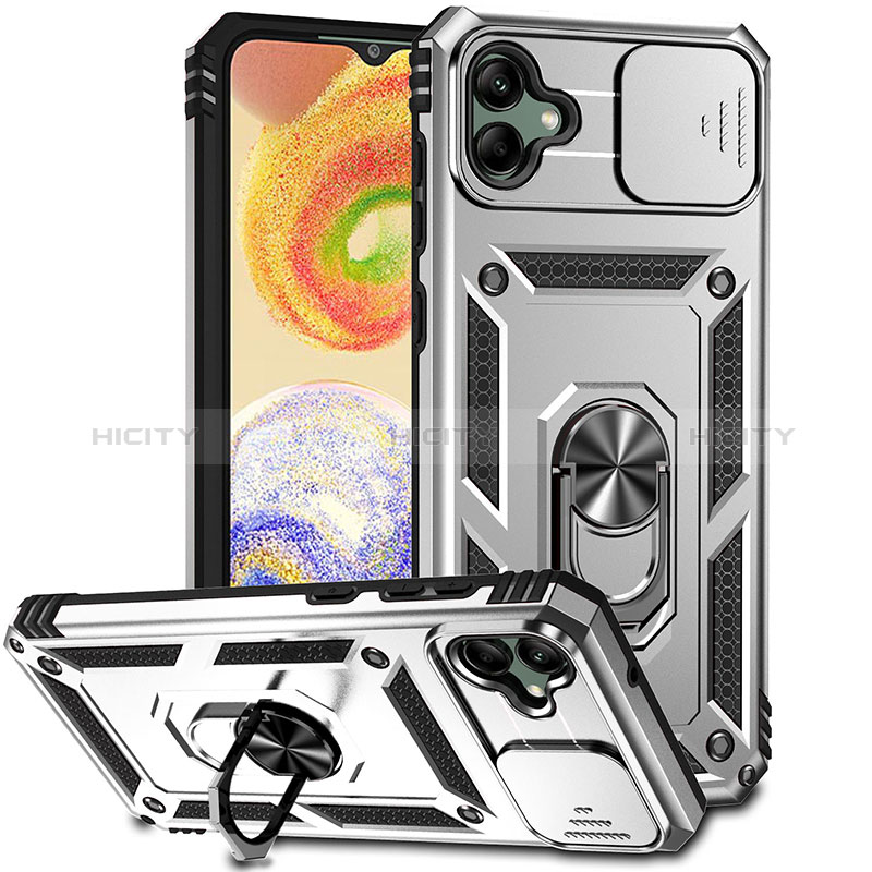 Funda Bumper Silicona y Plastico Mate Carcasa con Magnetico Anillo de dedo Soporte MQ6 para Samsung Galaxy A04 4G