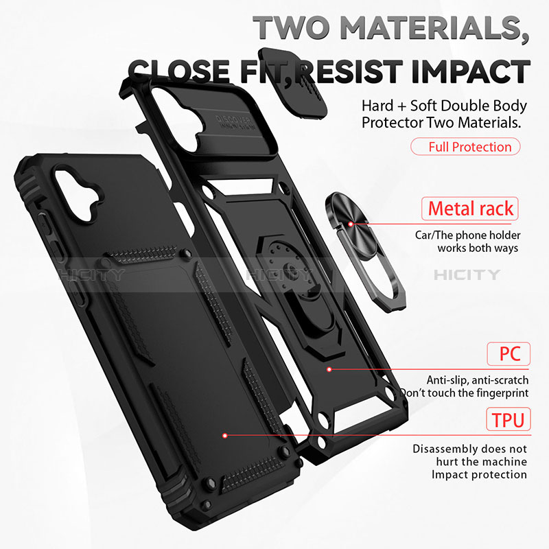 Funda Bumper Silicona y Plastico Mate Carcasa con Magnetico Anillo de dedo Soporte MQ6 para Samsung Galaxy A04 4G