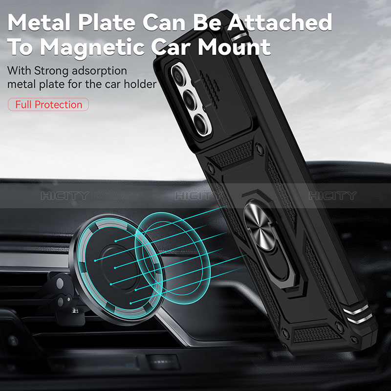 Funda Bumper Silicona y Plastico Mate Carcasa con Magnetico Anillo de dedo Soporte MQ6 para Samsung Galaxy A13 4G