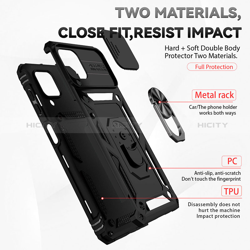 Funda Bumper Silicona y Plastico Mate Carcasa con Magnetico Anillo de dedo Soporte MQ6 para Samsung Galaxy A22 4G