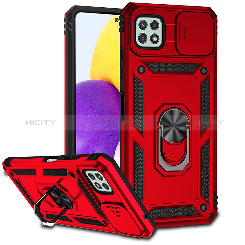 Funda Bumper Silicona y Plastico Mate Carcasa con Magnetico Anillo de dedo Soporte MQ6 para Samsung Galaxy A22 5G