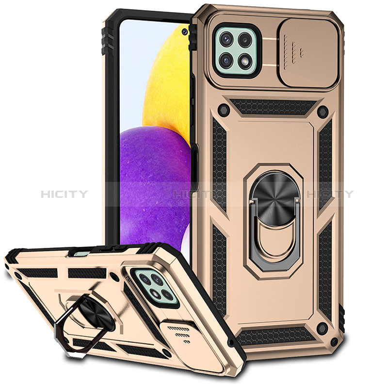 Funda Bumper Silicona y Plastico Mate Carcasa con Magnetico Anillo de dedo Soporte MQ6 para Samsung Galaxy A22 5G