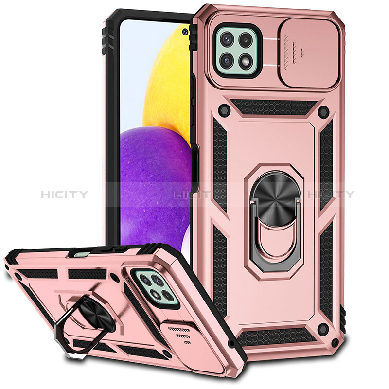 Funda Bumper Silicona y Plastico Mate Carcasa con Magnetico Anillo de dedo Soporte MQ6 para Samsung Galaxy A22 5G