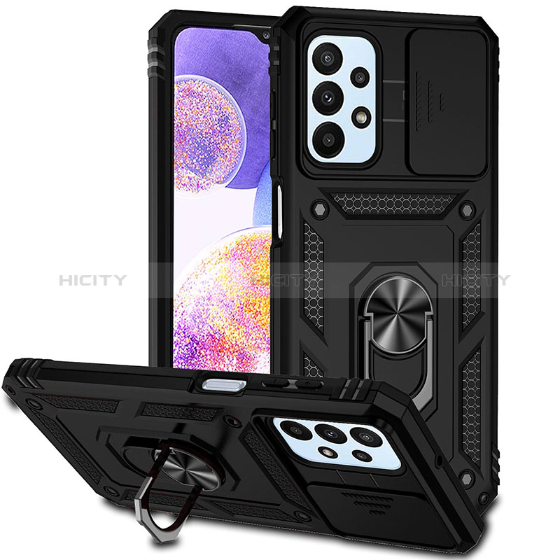 Funda Bumper Silicona y Plastico Mate Carcasa con Magnetico Anillo de dedo Soporte MQ6 para Samsung Galaxy A23 5G