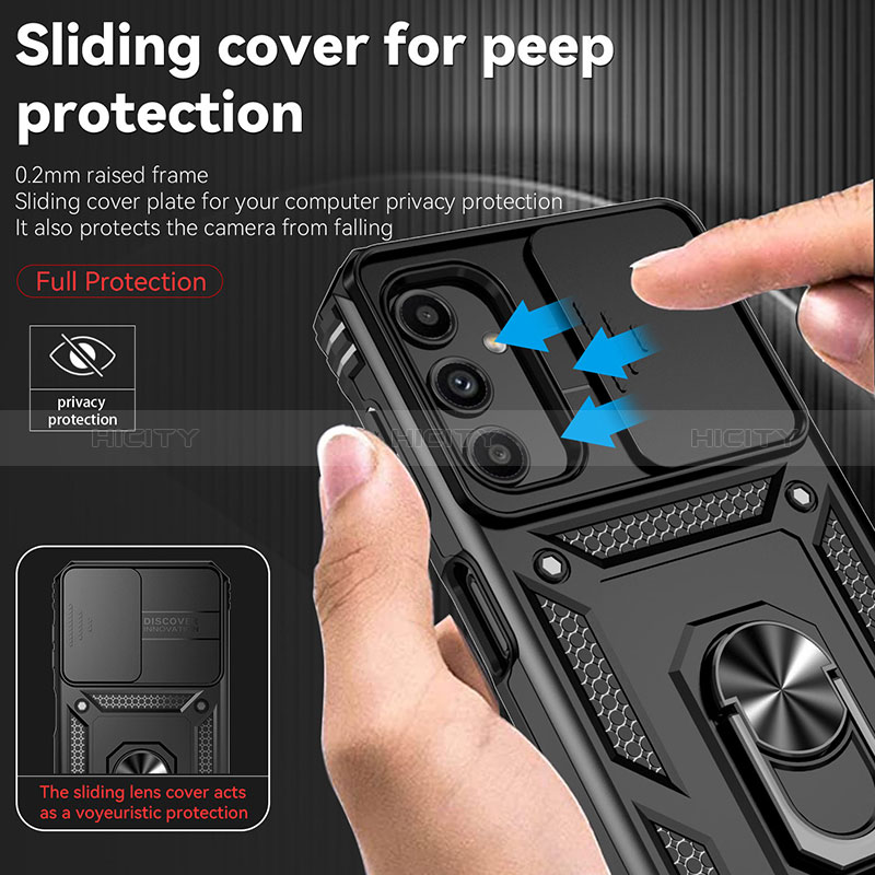 Funda Bumper Silicona y Plastico Mate Carcasa con Magnetico Anillo de dedo Soporte MQ6 para Samsung Galaxy A25 5G