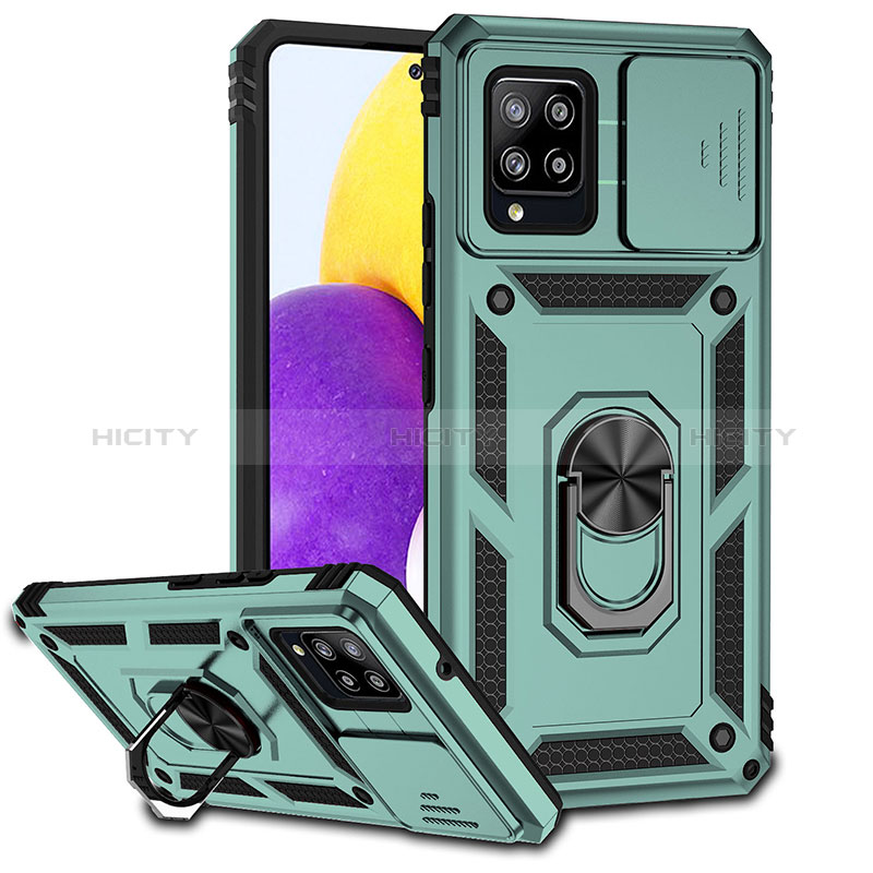 Funda Bumper Silicona y Plastico Mate Carcasa con Magnetico Anillo de dedo Soporte MQ6 para Samsung Galaxy A42 5G Verde