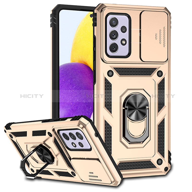 Funda Bumper Silicona y Plastico Mate Carcasa con Magnetico Anillo de dedo Soporte MQ6 para Samsung Galaxy A52 4G