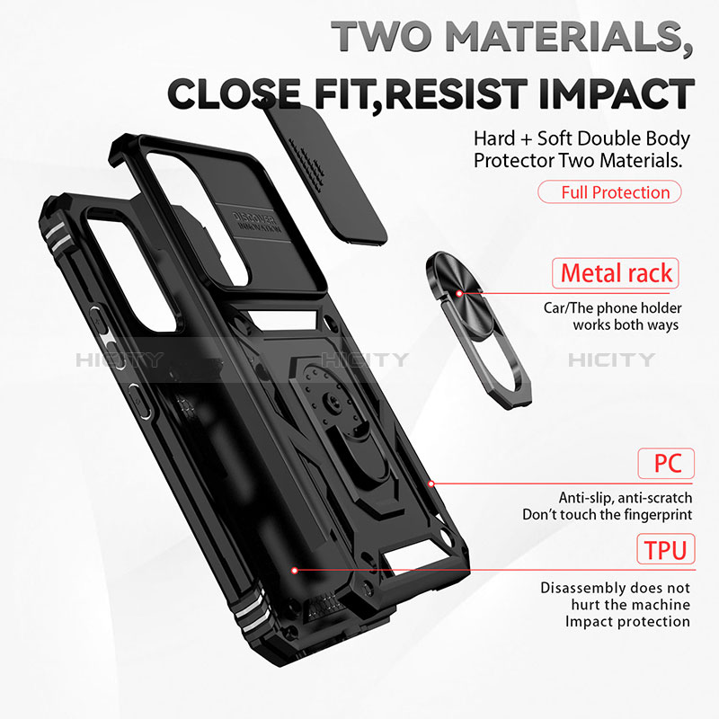 Funda Bumper Silicona y Plastico Mate Carcasa con Magnetico Anillo de dedo Soporte MQ6 para Samsung Galaxy A54 5G