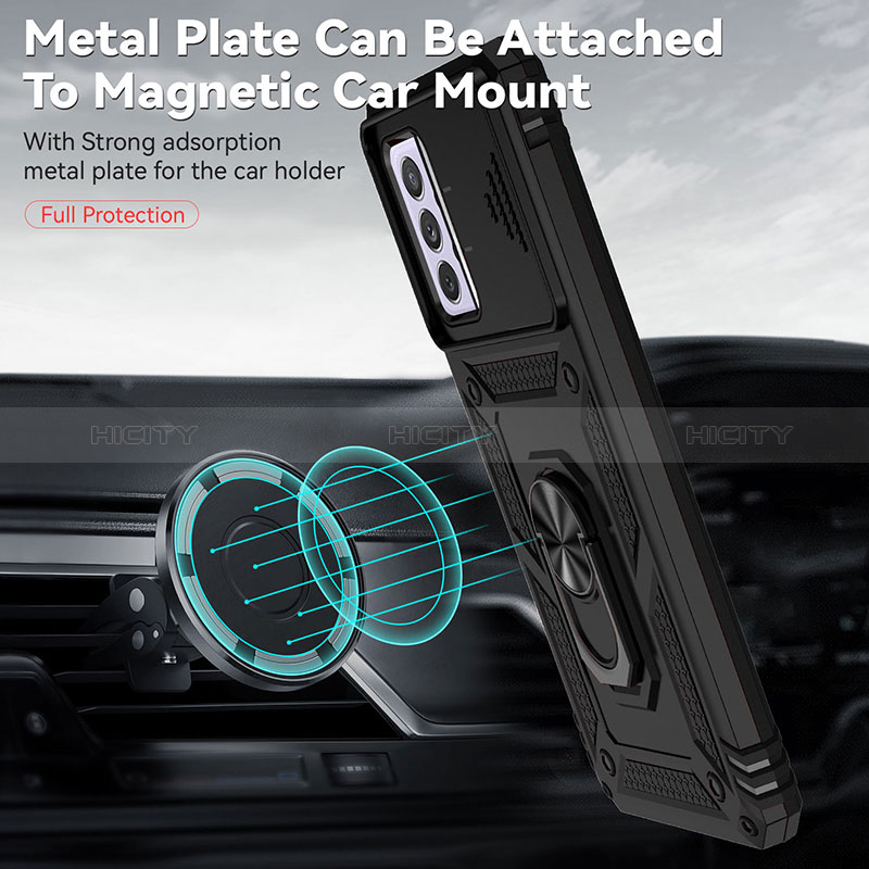 Funda Bumper Silicona y Plastico Mate Carcasa con Magnetico Anillo de dedo Soporte MQ6 para Samsung Galaxy A72 4G