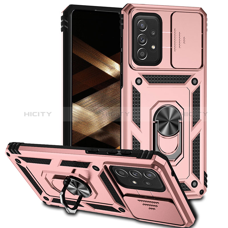 Funda Bumper Silicona y Plastico Mate Carcasa con Magnetico Anillo de dedo Soporte MQ6 para Samsung Galaxy A73 5G