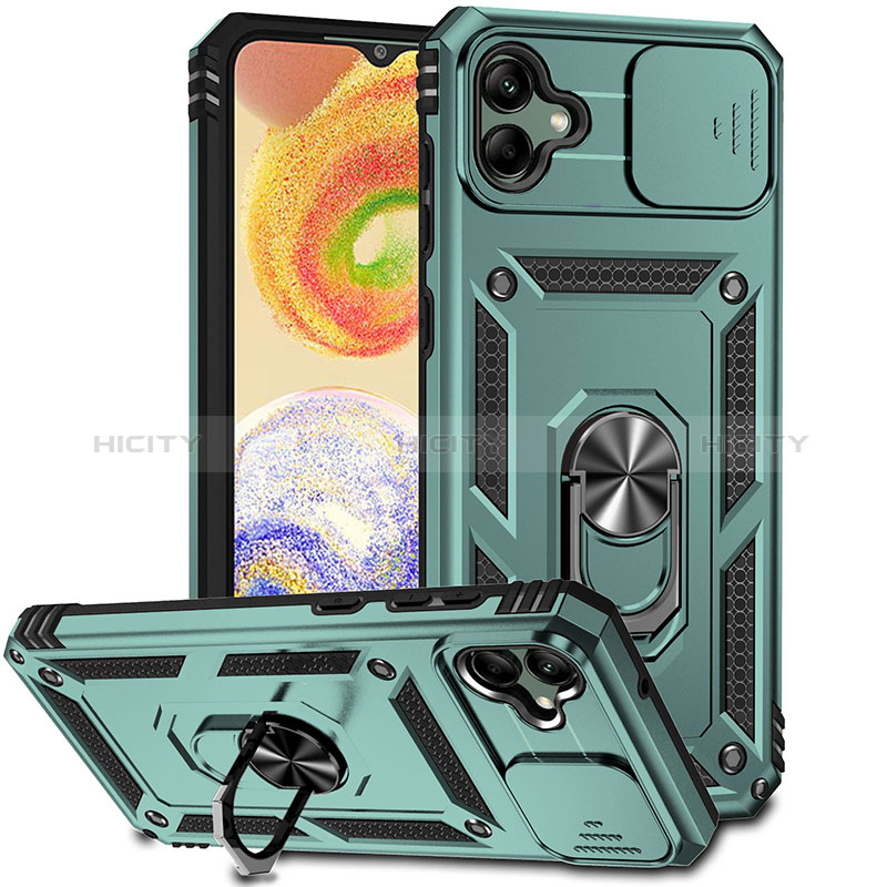 Funda Bumper Silicona y Plastico Mate Carcasa con Magnetico Anillo de dedo Soporte MQ6 para Samsung Galaxy F04