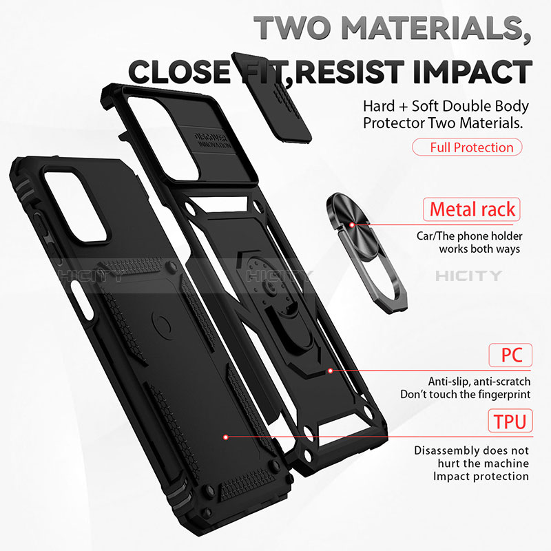 Funda Bumper Silicona y Plastico Mate Carcasa con Magnetico Anillo de dedo Soporte MQ6 para Samsung Galaxy F12