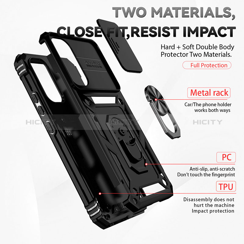 Funda Bumper Silicona y Plastico Mate Carcasa con Magnetico Anillo de dedo Soporte MQ6 para Samsung Galaxy Jump3 5G