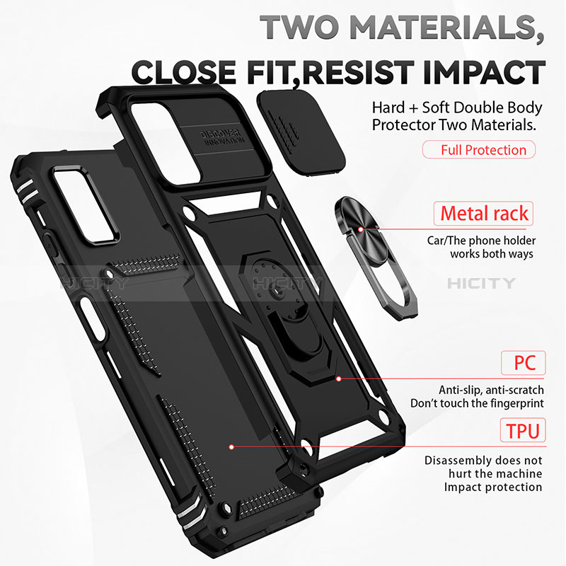 Funda Bumper Silicona y Plastico Mate Carcasa con Magnetico Anillo de dedo Soporte MQ6 para Samsung Galaxy M02s