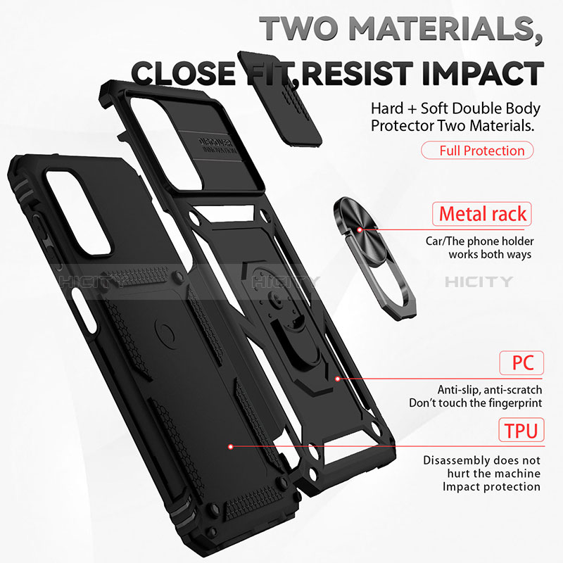 Funda Bumper Silicona y Plastico Mate Carcasa con Magnetico Anillo de dedo Soporte MQ6 para Samsung Galaxy M32 5G