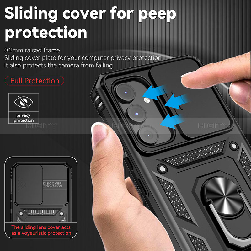 Funda Bumper Silicona y Plastico Mate Carcasa con Magnetico Anillo de dedo Soporte MQ6 para Samsung Galaxy Quantum4 5G