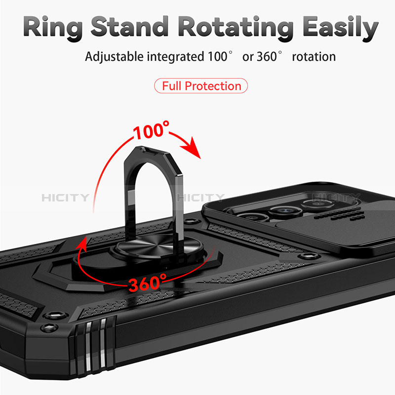 Funda Bumper Silicona y Plastico Mate Carcasa con Magnetico Anillo de dedo Soporte MQ6 para Samsung Galaxy Quantum4 5G