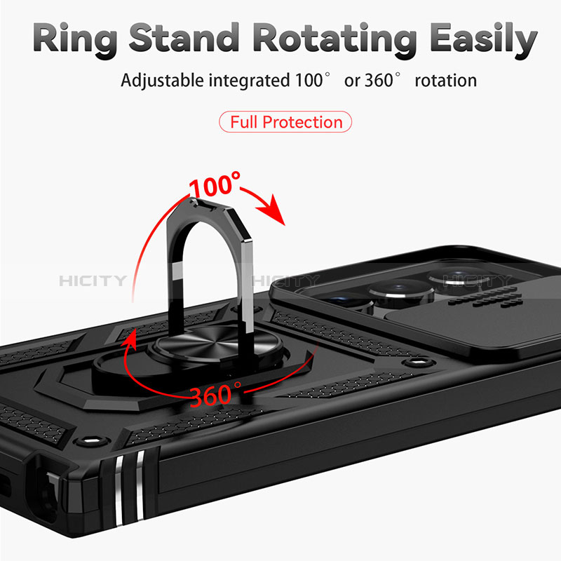 Funda Bumper Silicona y Plastico Mate Carcasa con Magnetico Anillo de dedo Soporte MQ6 para Samsung Galaxy S24 Ultra 5G