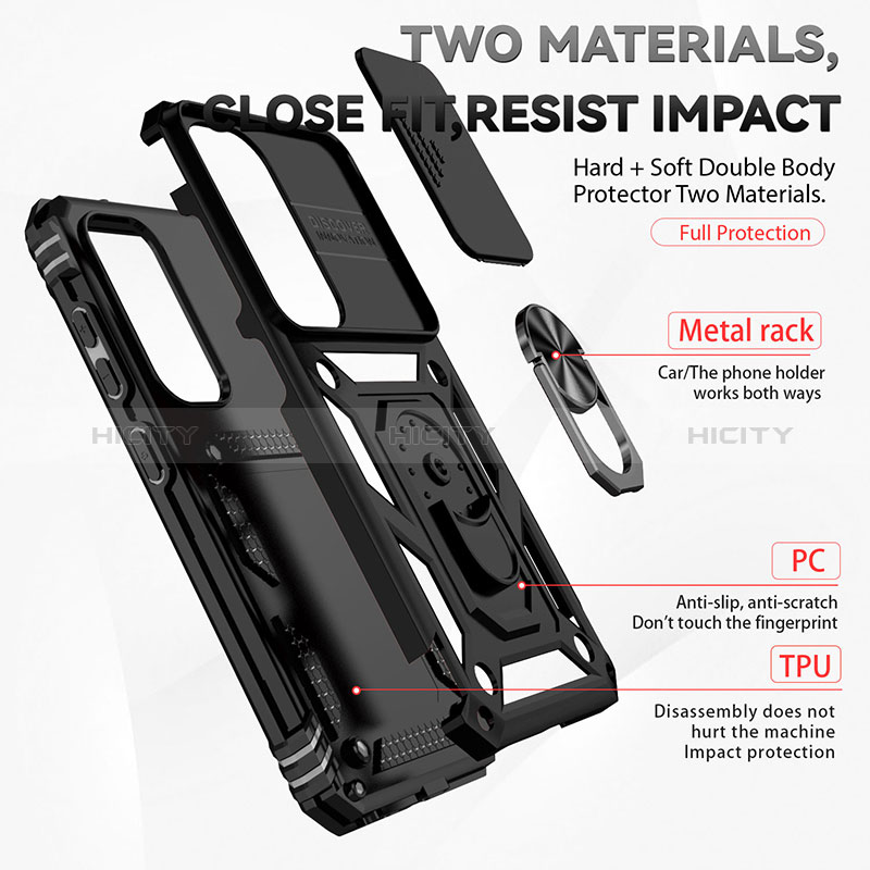 Funda Bumper Silicona y Plastico Mate Carcasa con Magnetico Anillo de dedo Soporte MQ6 para Samsung Galaxy S25 Plus 5G