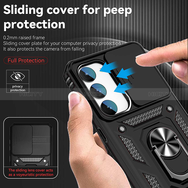 Funda Bumper Silicona y Plastico Mate Carcasa con Magnetico Anillo de dedo Soporte MQ6 para Samsung Galaxy S25 Plus 5G